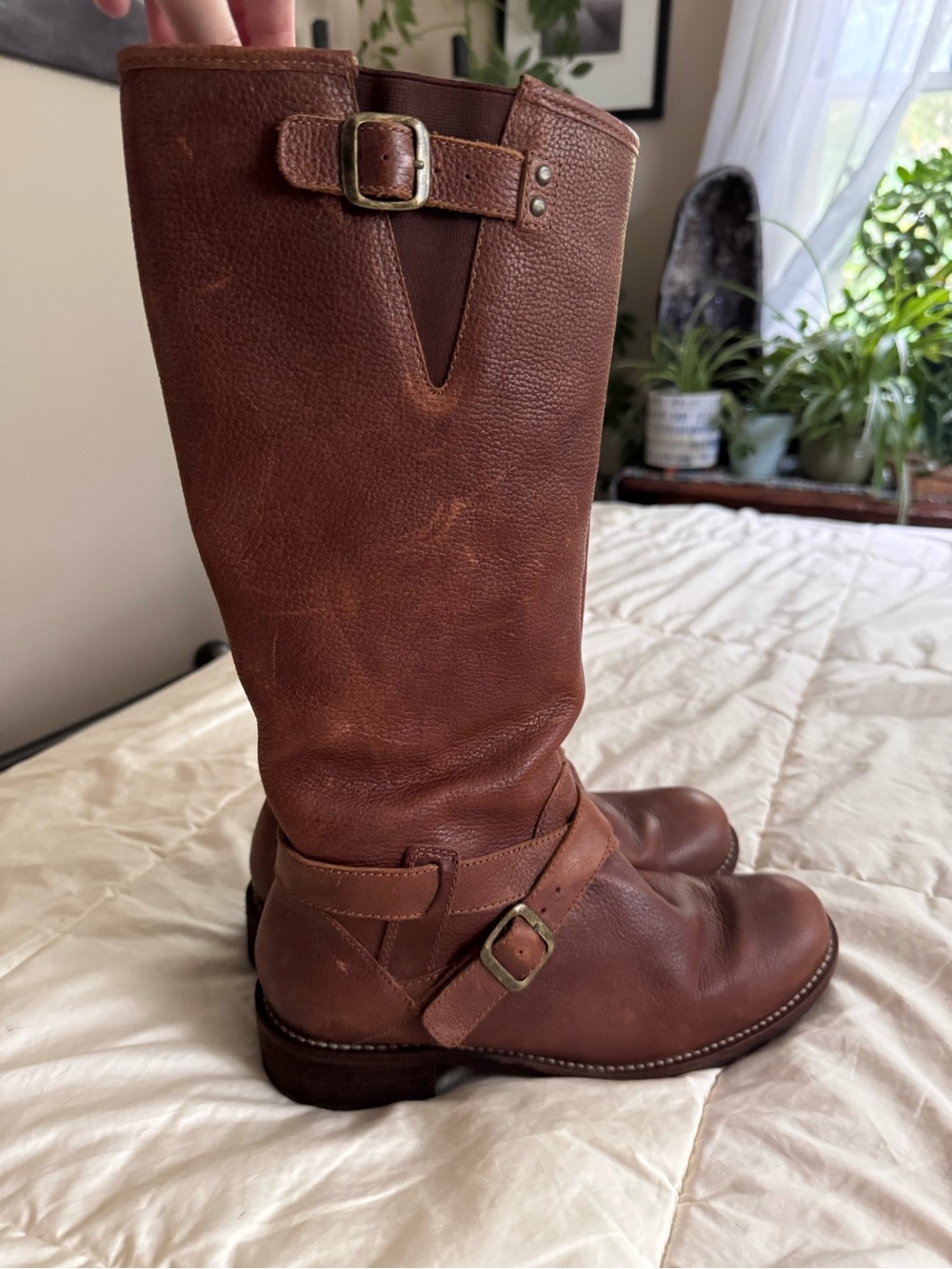 L.L.Bean Women's Brown Leather Mid-Calf Buckle Boots